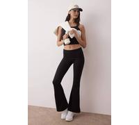 Wovcor Knit High-Waist Foldover Flare Leggings In Black Black