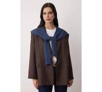 Wovcor Knit Shawl Style Sweater Layer In Dark Blue Dark Blue