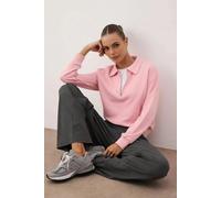 WOVCOR Knit Sweatshirt with Zipper Detail - Pink - S