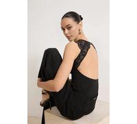 WOVCOR Lace Detail Backless Knitted Bodysuit - Black - 10