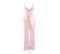 Wovcor Lace Detail Satin Cami Pyjama Set In Dusty Pink Dusty Pink