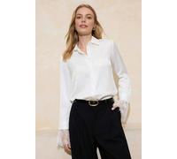WOVCOR Lace Detail Satin Shirt - White - 6