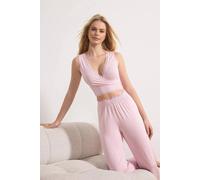 Wovcor Lace Trim Wrap Detail Soft Pyjama Set In Pink Pink