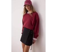 Wovcor Lace-Up Woven Mini Skort With Eyelet Detail In Black Black