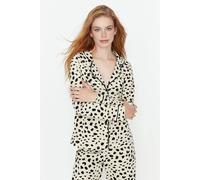 Wovcor Leopard Print 2-Piece Cotton Pajama Knit Set In Beige Beige