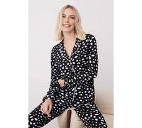 Wovcor Leopard Print 2-Piece Cotton Pajama Knit Set In Black Black