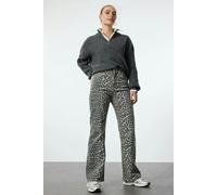 WOVCOR Leopard Print High Waist Wide Leg Jeans - Leopard - 12