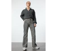 Wovcor Leopard Print High Waist Wide Leg Jeans Multi