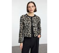 Wovcor Leopard Print Knit Cardigan In Brown Brown