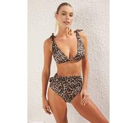 Wovcor Leopard Print Off-Shoulder Bikini Top Multi