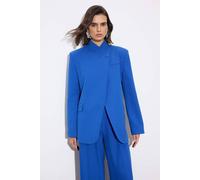 Wovcor Limited Edition High Neck Long Sleeve Padded Shoulder Lined Blazer In Blue Blue