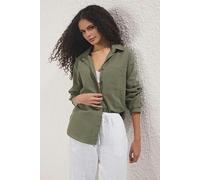 WOVCOR Linen Look Oversized Woven Shirt - Khaki - 8