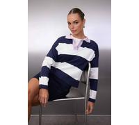 Wovcor Loose Fit Striped Long Sleeve Knit Sweater With Collar Multi