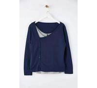 WOVCOR Lycra Cotton Supreme Knit Plus Size Blouse - Navy - 6XL