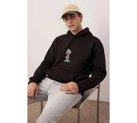 WOVCOR Men's Men's Oversized Graphic Print Hooded Sweatshirt in Black | Size: Medium WOVCOR Black M