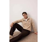 WOVCOR Men's Men's Regular Fit Slogan Half Zip Sweatshirt in Beige | Size: Small WOVCOR Beige S