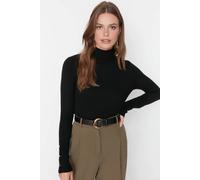 Wovcor Mercerized Look Basic Knit Sweater In Black Black