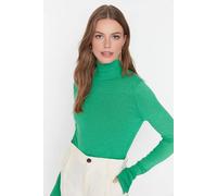 Wovcor Mercerized Look Basic Knit Sweater In Green Green