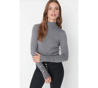 Wovcor Mercerized Look Basic Knit Sweater In Grey Grey M
