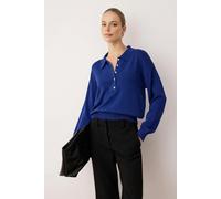 WOVCOR Mercerized Look Polo Collar Knit Sweater - Navy - M