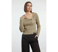 WOVCOR Mercerized Look Premium Yarn Fitted Knit Cardigan - Beige - S