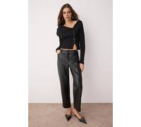 Wovcor Mercerized Look Premium Yarn Fitted Knit Cardigan In Black Black
