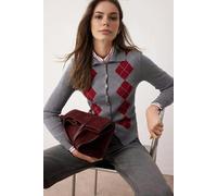 WOVCOR Mercerized Look Premium Yarn Polo Collar Knit Cardigan - Multi - M