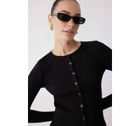 Wovcor Mercerized Look Ribbed Knit Cardigan In Black Black