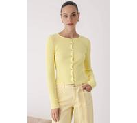 Wovcor Mercerized Look Ribbed Knit Cardigan In Yellow Yellow