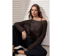 Wovcor Metallic Open Knit Lightweight Long Sleeve Jumper In Brown Brown