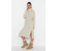 WOVCOR Midi Wide Cut Soft Texture Knit Dress - Stone - S