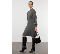Wovcor Mini Lace Knit Dress With High Neck Detail In Grey Grey