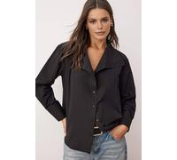 Wovcor Off-Shoulder Shirt With Collar Detail In Black Black