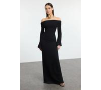 Wovcor Off The Shoulder Maxi Dress In Black Black