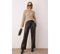 Wovcor Openwork Rib-Knit Boat Neck Sweater In Stone Stone XS/S