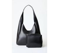 Wovcor Oval Shoulder Bag With Matching Pouch In Black Black One Size