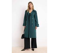 Wovcor Oversize Belted Water Resistant Long Trench Coat In Green Green