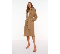 Wovcor Oversize Belted Water Resistant Long Trench Coat In Taupe Taupe