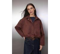 WOVCOR Oversize Fit Suede Bomber Thin Jacket - Dark Brown - M
