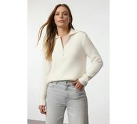 WOVCOR Oversize Polo Collar Knit Sweater with Zipper Detail - Ecru - S