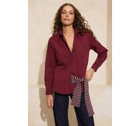 Wovcor Oversized Button-Front Shirt With Tie Neck Detail In Burgundy Burgundy 6