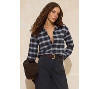 Wovcor Oversized Check Flannel Shirt With Ribbed Collar Detail Multi