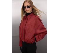 Wovcor Oversized Collared Utility Jacket With Shoulder Detail In Burgundy Burgundy