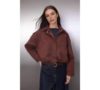 Wovcor Oversized Collared Utility Jacket With Shoulder Detail In Dark Brown Dark Brown