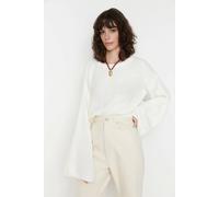 Wovcor Oversized Knit Crop Sweater With Spanish Sleeve In White White