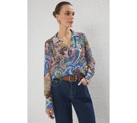 Wovcor Oversized Patterned Lightweight Chiffon Shirt Multi