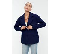 Wovcor Oversized Tailored Lined Woven Blazer Jacket In Navy Navy 8
