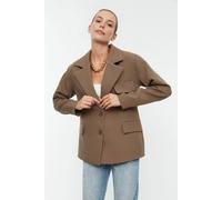 Wovcor Oversized Tailored Lined Woven Blazer Jacket In Taupe Taupe 12