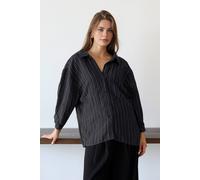 Wovcor Oversized Textured Stripe Shirt In Black Black