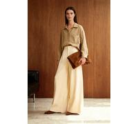 Wovcor Oversized Textured Stripe Shirt In Light Brown Light Brown